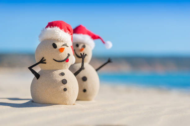 istock Sandy Christmas Snowmen are celebrating Christmas 1265161825