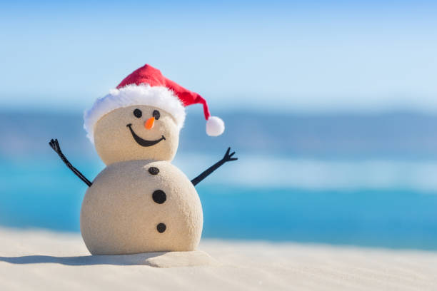 istock Sandy Christmas Snowman is celebrating Christmas 1265161827