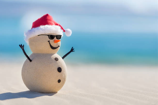 istock Sandy Christmas Snowman is celebrating Christmas 1265161877