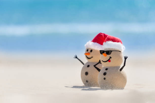 istock Sandy Christmas Snowmen are celebrating Christmas 1265161902