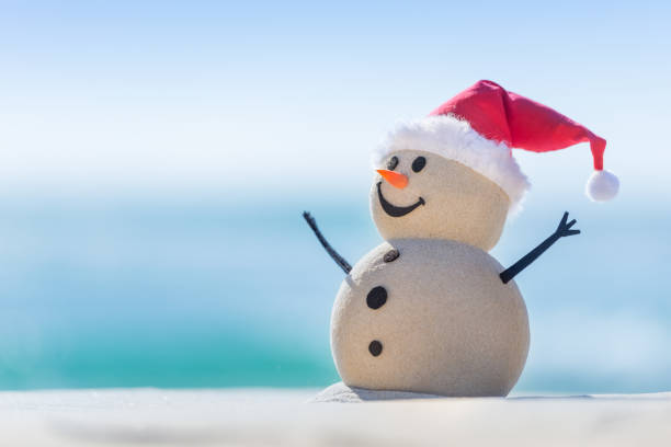 istock Sandy Christmas Snowman is celebrating Christmas 1265161903