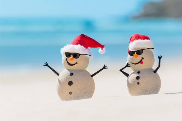 istock Sandy Christmas Snowmen are celebrating Christmas 1265161904