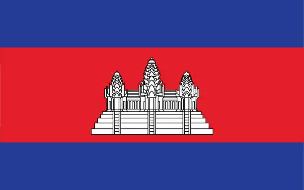 Vector illustration of Cambodia flag vector graphic. Rectangle Cambodian flag illustration. Cambodia country flag is a symbol of freedom, patriotism and independence.