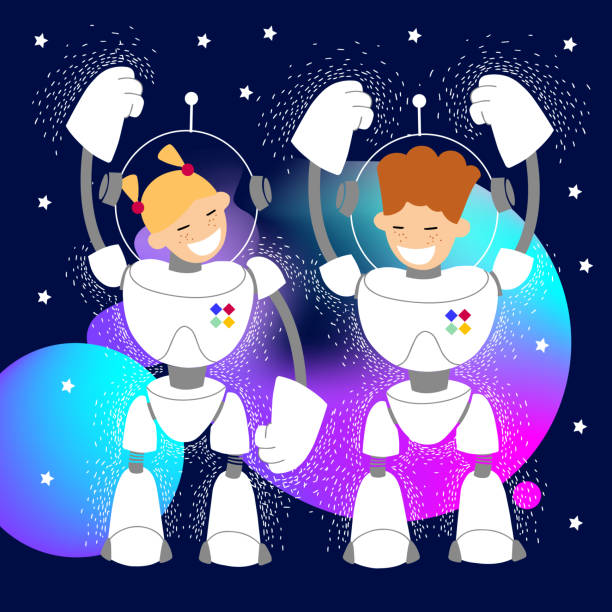 istock young astronauts conquer space. boy and girl, children fly in outer space to study the starry sky and planets in the cosmic depths. Cute llustration. 1265166444