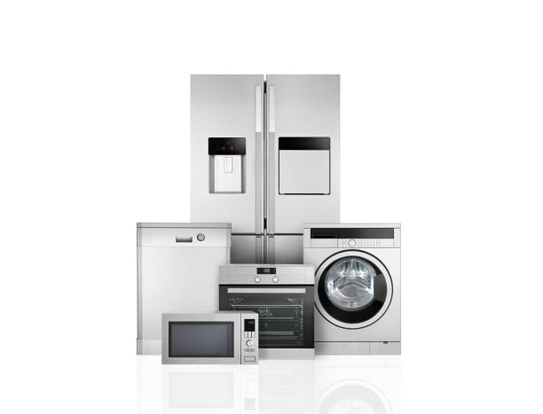 home appliances white home appliance set household equipment stock pictures, royalty-free photos & images