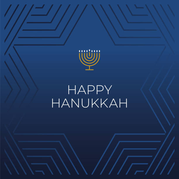 ilustraciones, imágenes clip art, dibujos animados e iconos de stock de plantilla de tarjeta feliz hanukkah. - invitacional