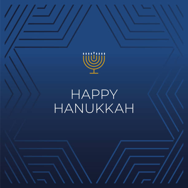 illustrazioni stock, clip art, cartoni animati e icone di tendenza di modello di carta happy hanukkah. - hanukkah menorah dreidel judaism