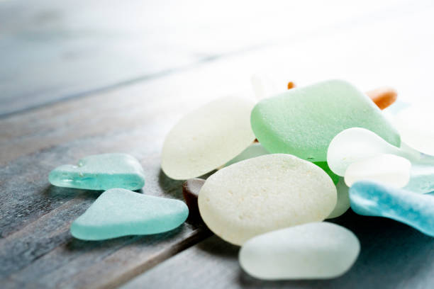 Collection of colorful sea glass, formed by the tides and sand