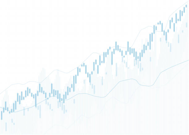 business candle stick diagramm diagramm des börsen-investment-handels, bullish punkt, bearish punkt. trend des graph-vektor-designs. - investment finance technology blue stock-grafiken, -clipart, -cartoons und -symbole