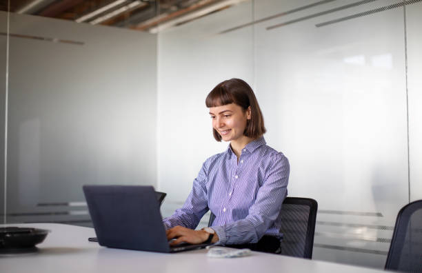 istock Businesswoman working on laptop in office 1265177343