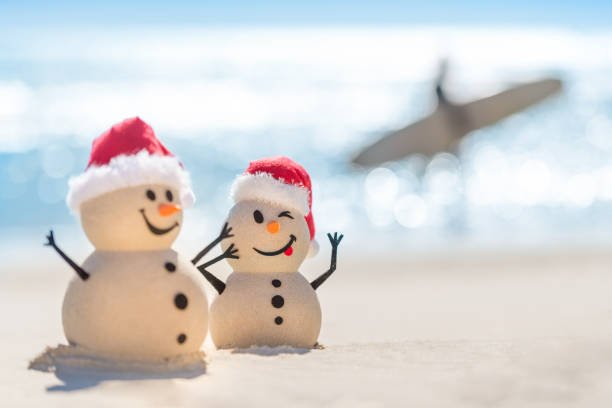 Sandy Christmas Snowman is celebrating Christmas