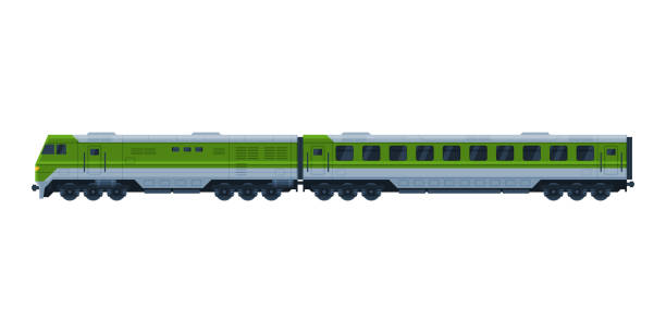 istock Green Suburban Passenger Train, Railroad Transportation Flat Vector Illustration on White Background 1265178108