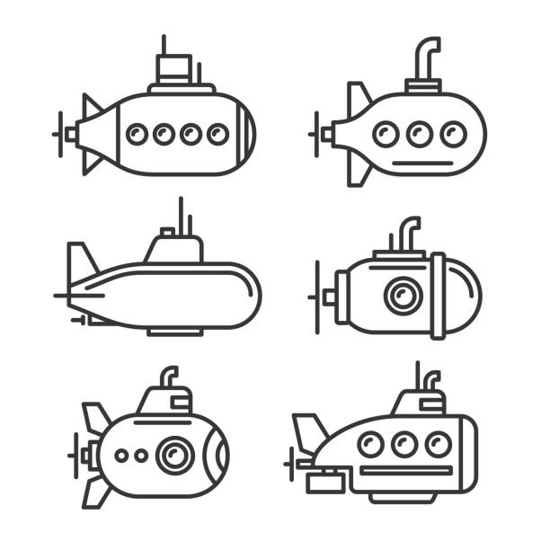 ilustrações de stock, clip art, desenhos animados e ícones de submarine icons set on white background. vector - submarine