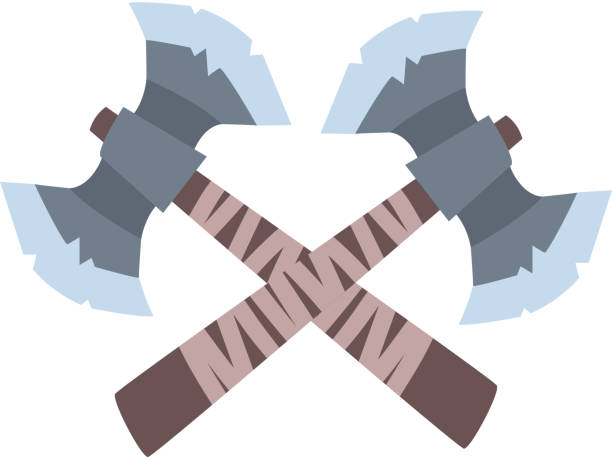 istock Crossed Viking Axes, Scandinavian, Celtic Solder Weapon Vector Illustration 1265179047
