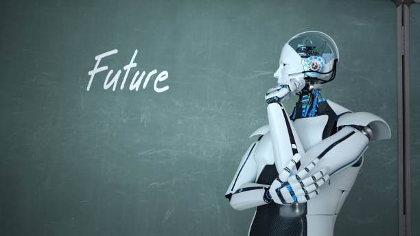 Future Thinking Humanoid Robot stock photo