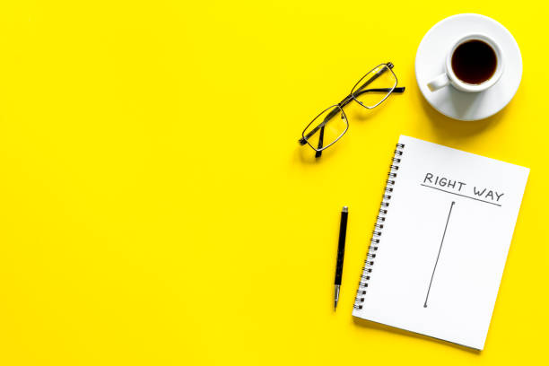 istock Right way illustration. Straight line in notebook copy space 1265185570