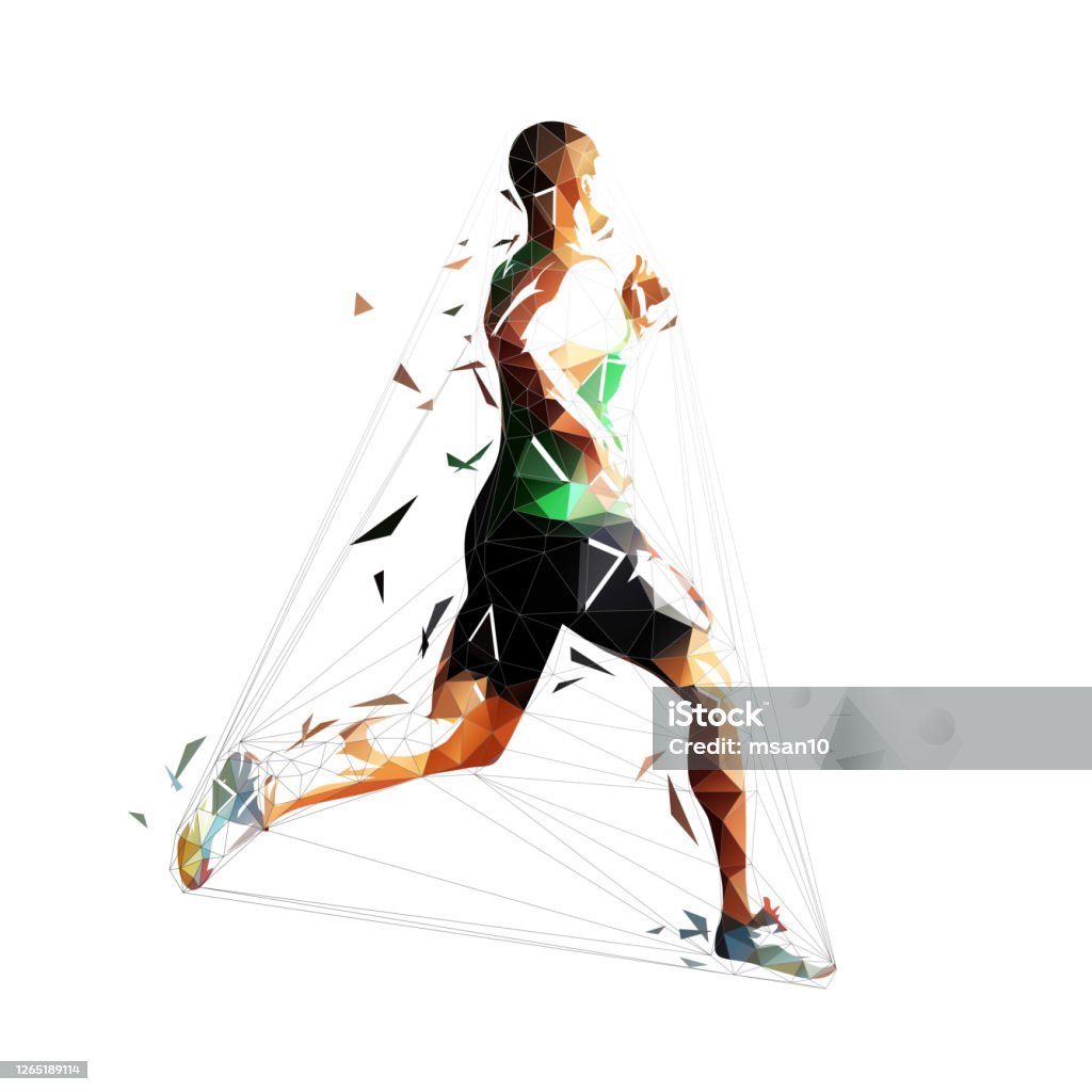 Running Geometrico Run Low Poly Runner Isolated Geometric Vector Illustration Young ...