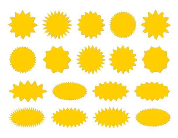 Vector illustration of Starburst sticker set - collection of special offer sale round and oval sunburst labels and buttons.