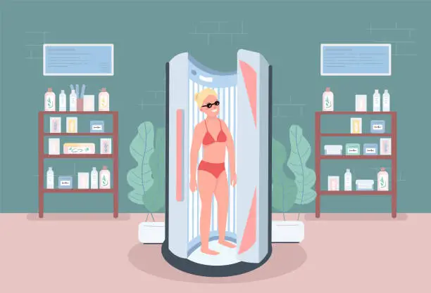 Vector illustration of Solarium flat color vector illustration