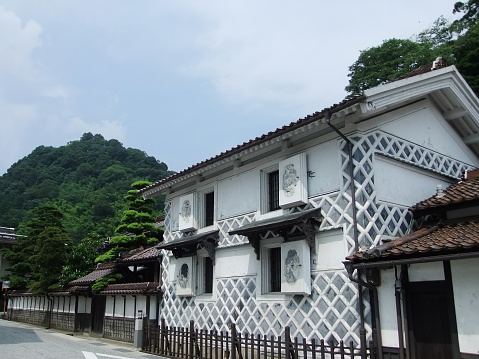 Katsuyama, Maniwa, Okayama, Japan - July 10, 2010: Katsuyama is an unique and traditional town in Japan. Famous for noren (tapestry signs).