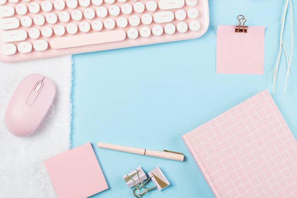 istock flat lay stationery collocate on work desk 1265200386