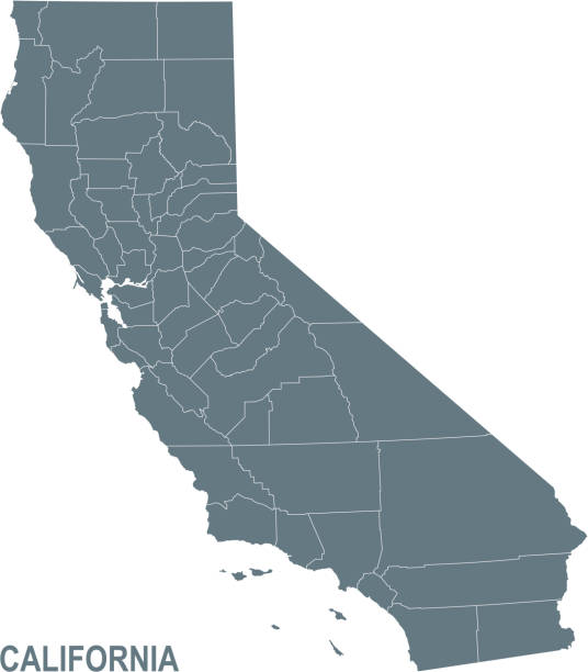 캘리포니아의 기본지도
경계선 포함 - california map counties county stock illustrations