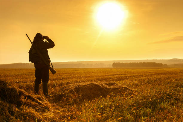 istock Silhouette of the hunter at sunset. Copy space. 1265204421