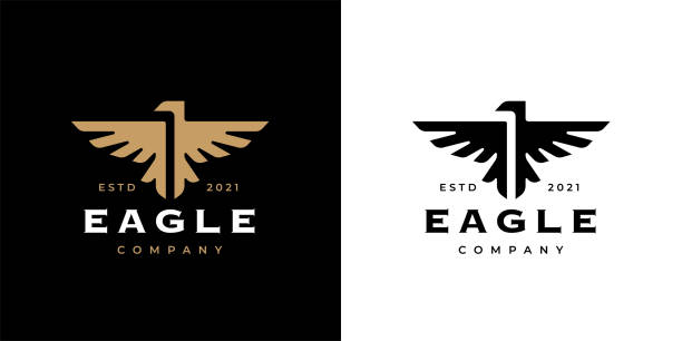 Eagle crest icon template design Eagle crest icon template design. Concept gold bird insignia business emblem. Premium company brand identity hawk symbol. Heraldic falcon in flight badge. Vector illustration. falcon bird stock illustrations