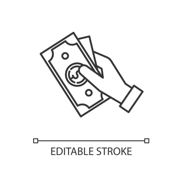 illustrations, cliparts, dessins animés et icônes de icône linéaire de prise de main d’argent - tenir