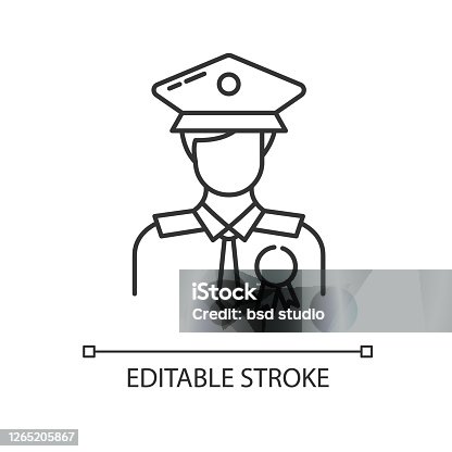 istock Police officer linear icon 1265205867