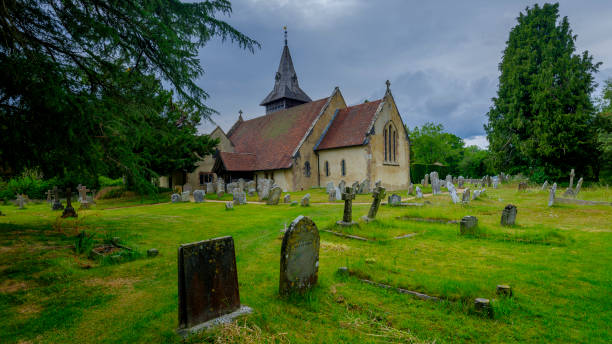 All Saints' Church in Steep near Petersfield in the South Downs National Park, Hampshire, UK Steep, UK - June 11, 2020:  All Saints' Church in the Hampshire village of Steep near Petersfield in the South Downs National Park, UK petersfield stock pictures, royalty-free photos & images