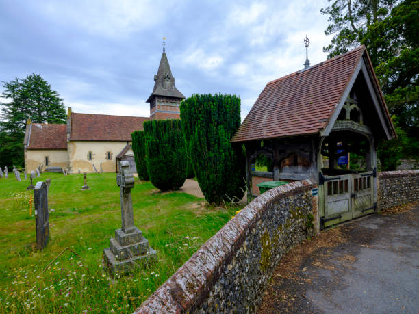 All Saints' Church in Steep near Petersfield in the South Downs National Park, Hampshire, UK Steep, UK - June 11, 2020:  All Saints' Church in the Hampshire village of Steep near Petersfield in the South Downs National Park, UK petersfield stock pictures, royalty-free photos & images