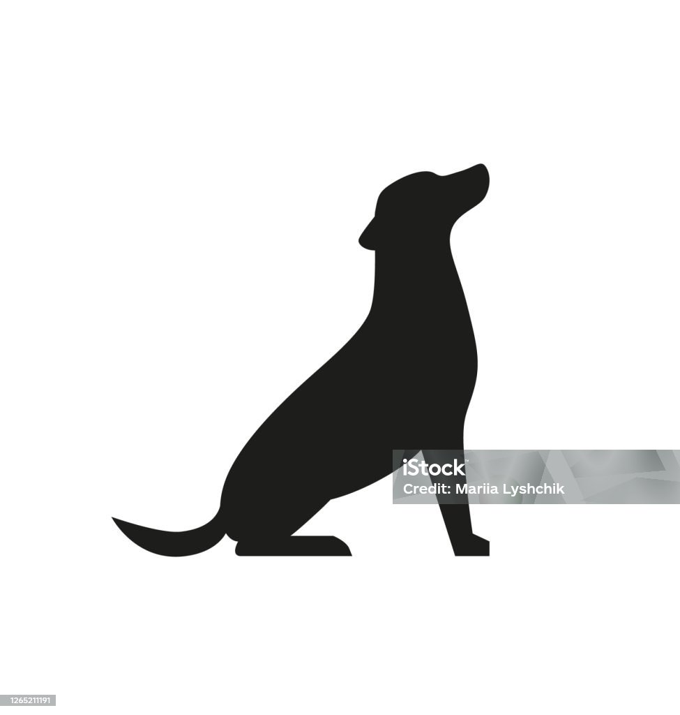 Dog black silhouette isolated on white background. Sitting pet simple illustration for web. - Vector Dog black silhouette isolated on white background. Sitting pet simple illustration for the web. - Vector Dog stock vector