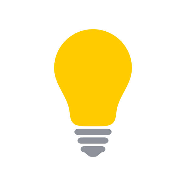 gelbe glühbirne symbol isoliert auf weißem hintergrund. - glühbirne stock-grafiken, -clipart, -cartoons und -symbole