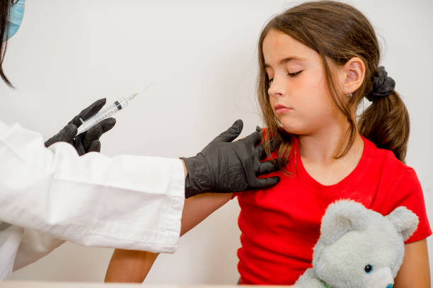 istock Pediatrician makes vaccination to cute girl 1265214383