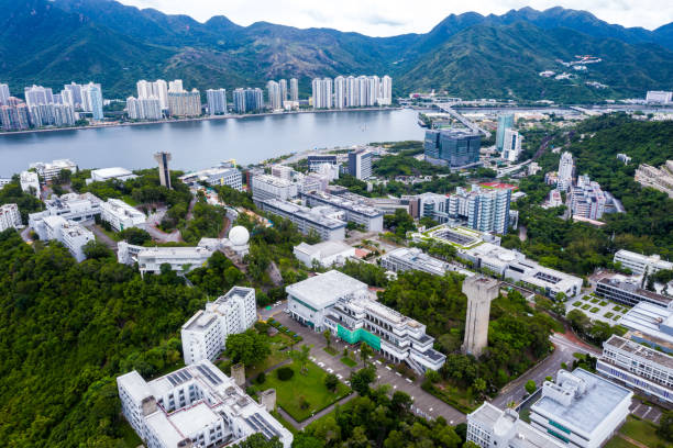 Drone view of The Chinese University of Hong Kong University / CUHK Drone view of The Chinese University of Hong Kong University / CUHK science and technology park stock pictures, royalty-free photos & images