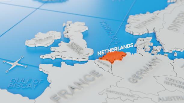 istock The Netherlands highlighted on a white simplified 3D world map. Digital 3D render. 1265221564