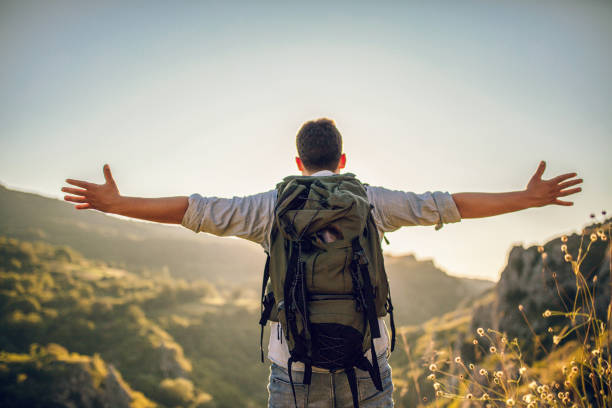 istock Hiker on mountains enjoy sunset 1265221808