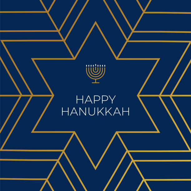 ilustrações de stock, clip art, desenhos animados e ícones de happy hanukkah card template. - menorah