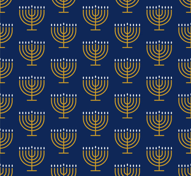 메노라스와 하누카 매끄러운 패턴. - judaism hanukkah menorah symbol stock illustrations