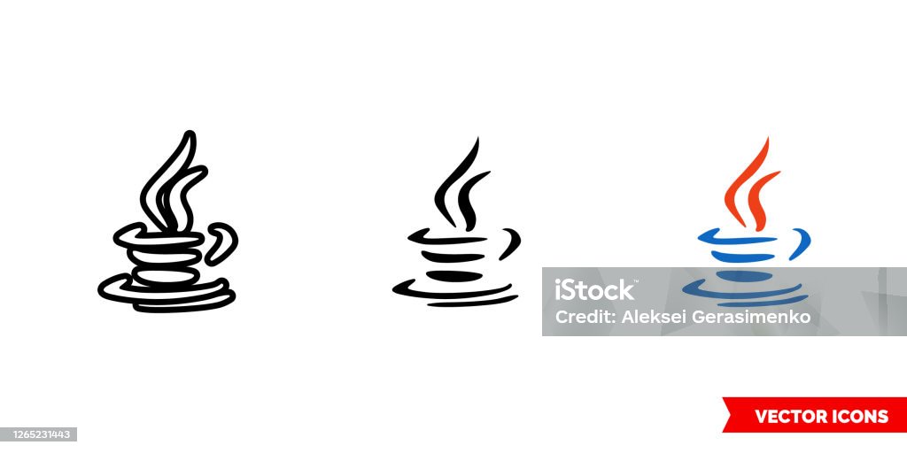 Java Symbol Icon Of 3 Types Color Black And White Outline Isolated ...