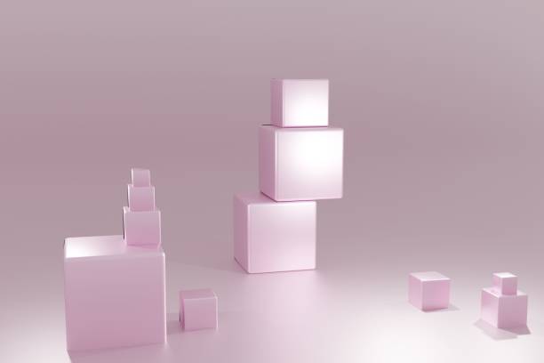 istock 3d rose gold cubes. Abstract primitive shapes on rose gold background. 3d illustration. 3d rendering. 1265231564