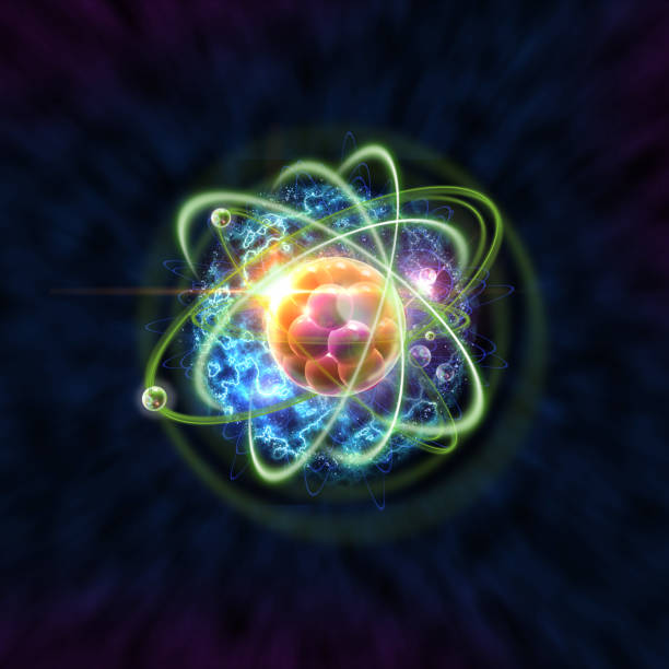 Atomic Particle 3D Illustration Close up of colorful atomic particle background science 3D illustration neutron photos stock pictures, royalty-free photos & images