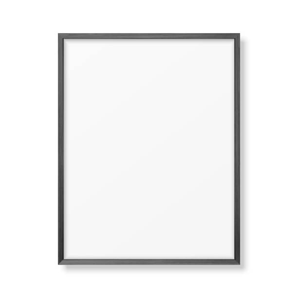 istock Vector 3d Realistic A4 Black Wooden Simple Modern Frame Icon Closeup Isolated on White. It can be used for presentations. Design Template for Mockup, Front View 1265247047