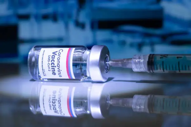 New Russian Coronavirus Sars-Cov-2 Vaccine on the Laboratory Table