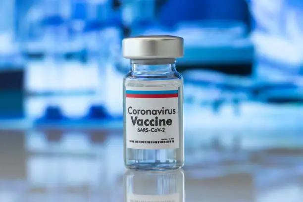 Photo of New Russian Vaccine against Coronavirus Sars-Cov-2 on the laboratory table