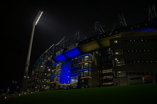 Night scene and Melbourne stadium architecture from Australia . High quality photo