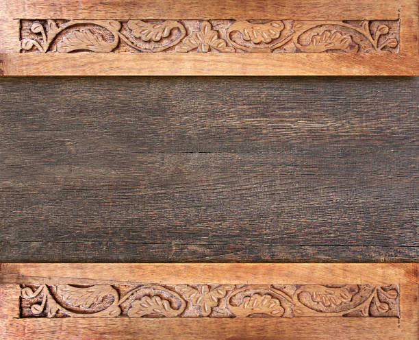 istock Square background with wood carving floral ornament 1265253651