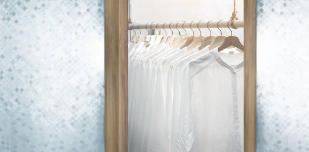 istock classic men white shirt on shelf 1265257136
