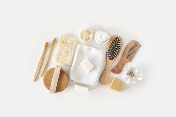 istock Zero waste concept. Set of eco friendly bathroom accessories 1265265377